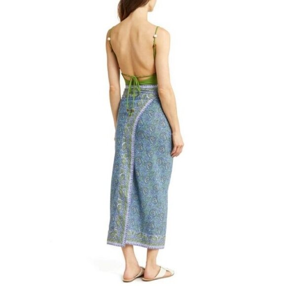 💕VERONICA BEARD💕 Amura Coverup Skirt ~ Electric Blue Paisley Print XL NWT - Picture 9 of 16